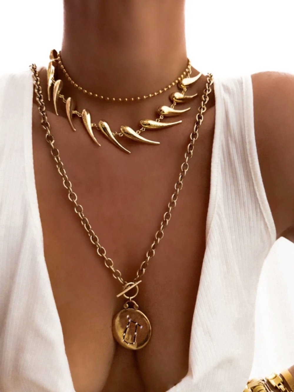 New Pebby Forevee Teardrop Spike Punk Statement Necklace - Picture 5 of 13